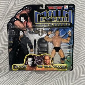 2000 WCW Toy Biz Main Event Wrestlers Sting & "The Total Package" NIP belt Chair